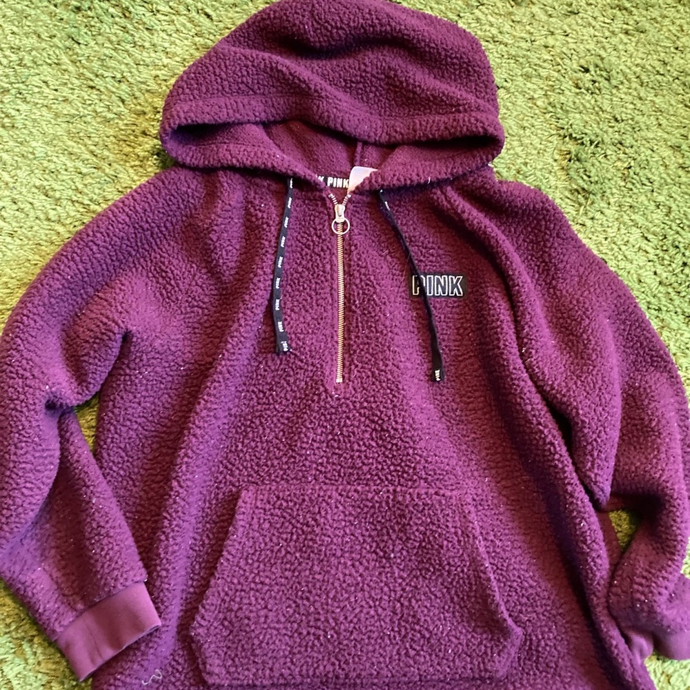 Pink Maroon Sherpa Hoodie